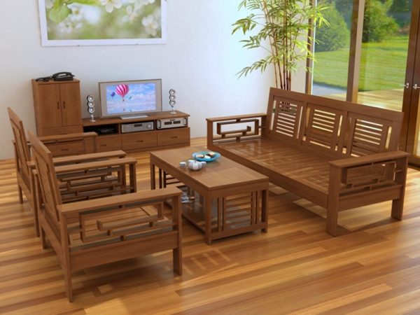 Mẫu bàn ghế gỗ phòng khách đơn giản