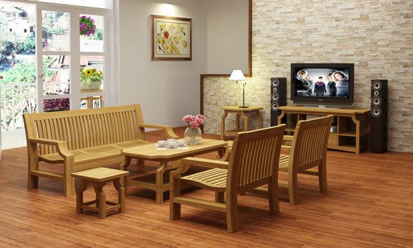 Mẫu bàn ghế gỗ phòng khách đơn giản