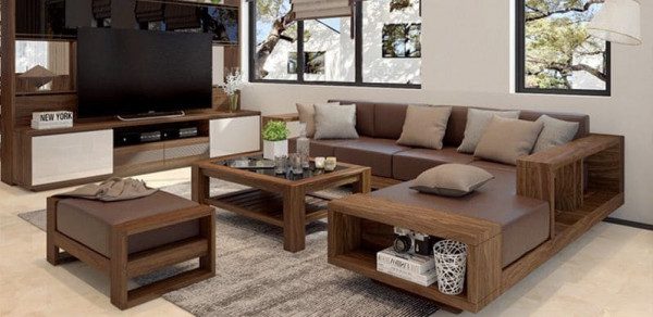 mẫu bàn ghế gỗ phòng khách hiện đại