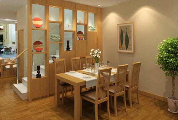 Vách ngăn phòng khách bằng gỗ