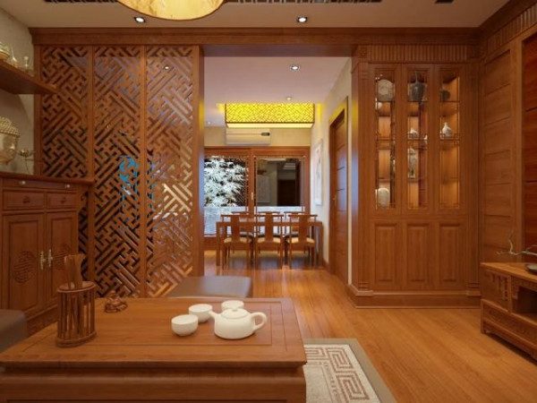 Vách ngăn phòng khách bằng gỗ tự nhiên - Nội Thất Ocean