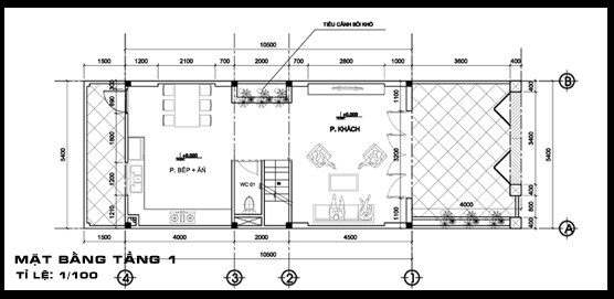 bản vẽ kết cấu nhà phố 2 tầng
