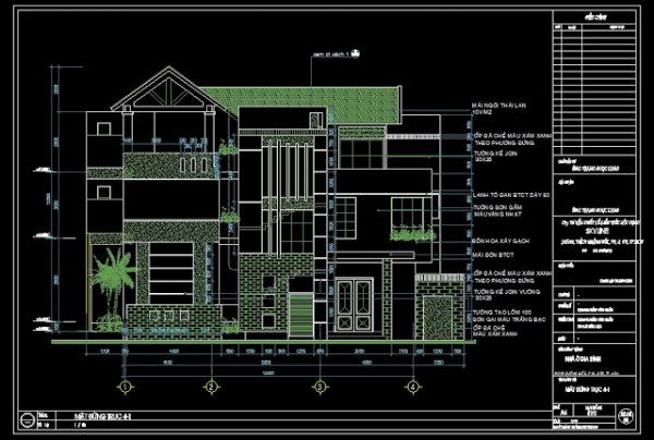 bản vẽ kết cấu nhà phố 2 tầng