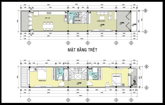 Mẫu bản vẽ nhà 2 tầng, 2 phòng ngủ - Nội Thất Ocean