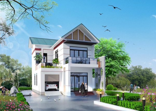 mẫu nhà 2 tầng mái thái