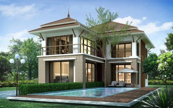 mẫu nhà 2 tầng mái thái