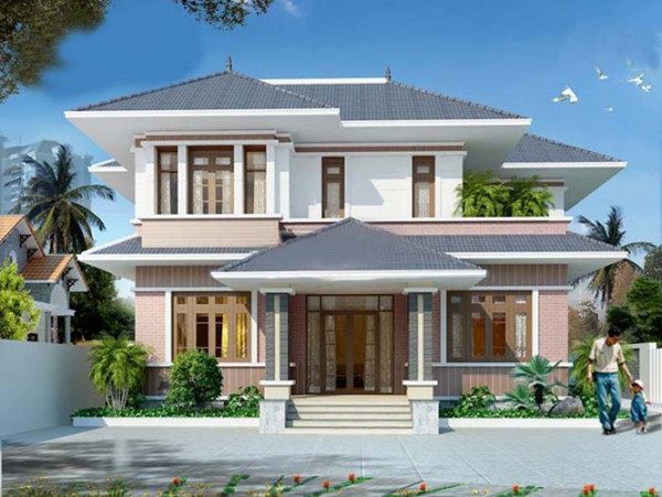 mẫu nhà 2 tầng mái thái