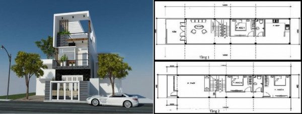 mẫu nhà ống 2 tầng đơn giản