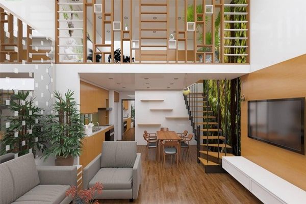 mẫu nhà cấp 4 có gác lửng 4x16