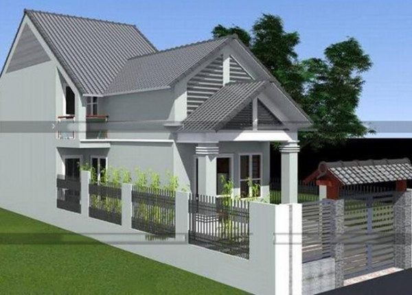 Mẫu nhà cấp 4 có gác lửng 5x15
