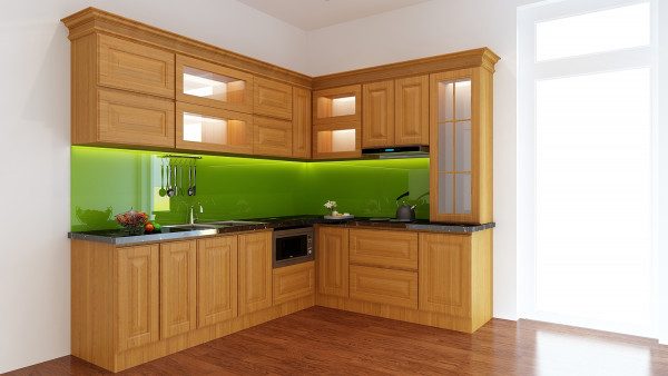 Tủ bếp gỗ sồi