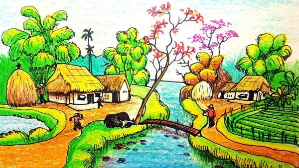 Vẽ tranh phong cảnh quê hương