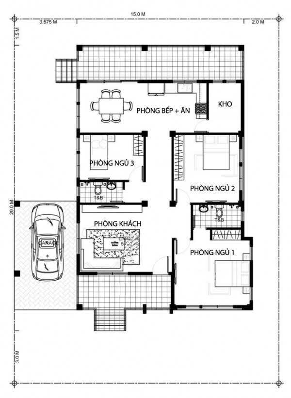 Bản vẽ nhà cấp 4 đẹp