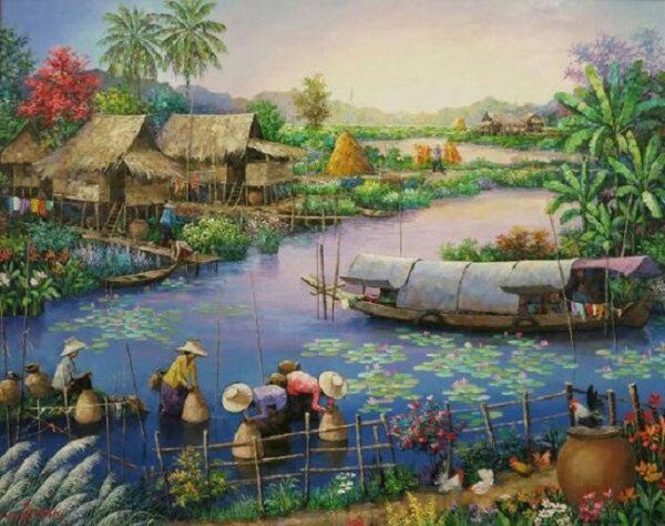 Nơm cá trên sông