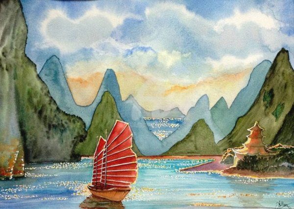 Các bước vẽ tranh phong cảnh
