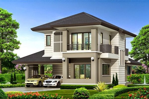Nhà vườn 2 tầng mái ngói