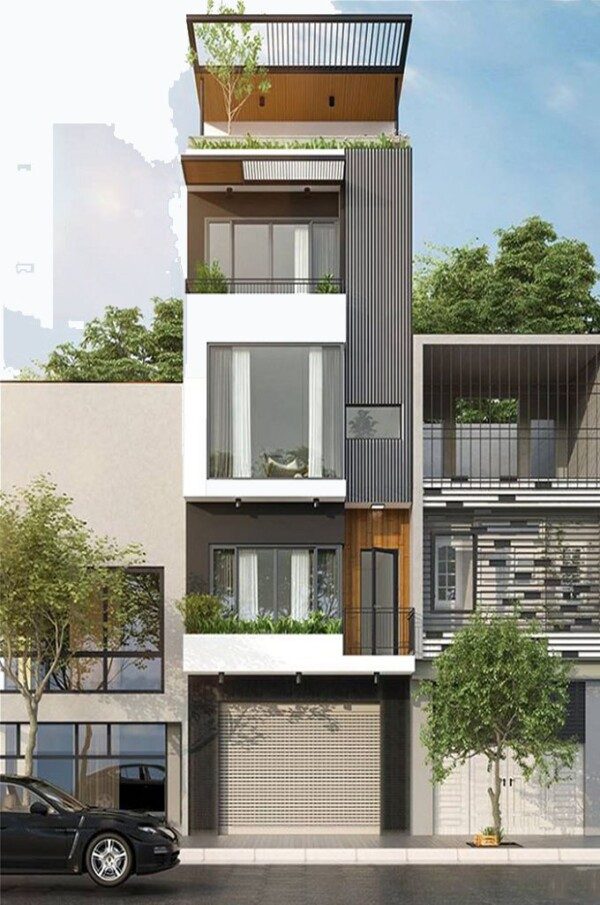 Mẫu thiết kế nhà 5 tầng hiện đại không gian mở