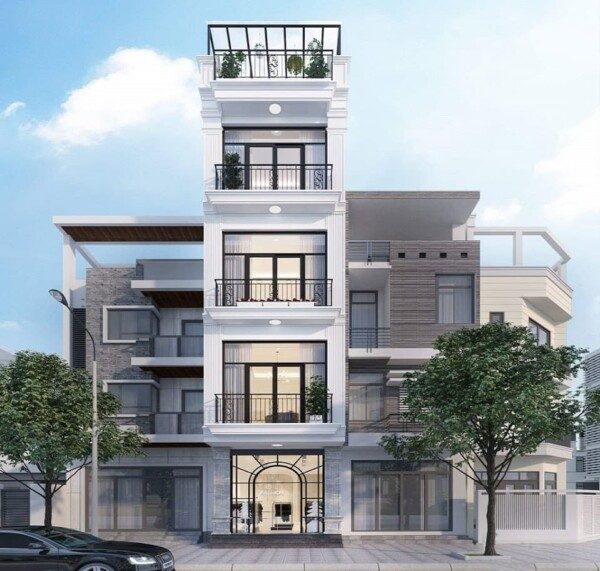 Mẫu thiết kế nhà 5 tầng có thang máy hiện đại